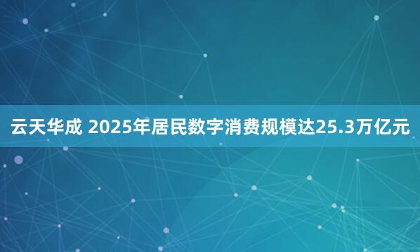 云天华成 2025年居民数字消费规模达25.3万亿元
